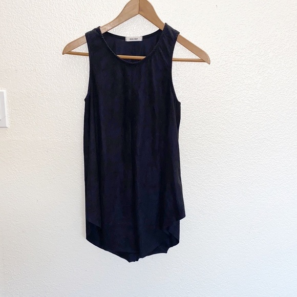 Mod Ref Black Suede High Neck Tank Top - Picture 1 of 8